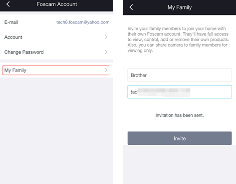 family members on Foscam app 
