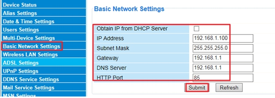 static ip configuration v380