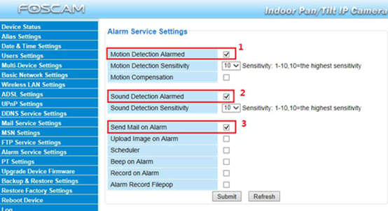Foscam motion sales detection settings