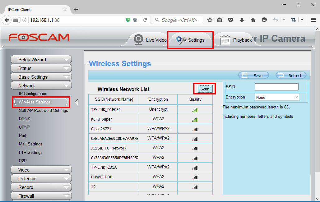 connecting foscam to wifi